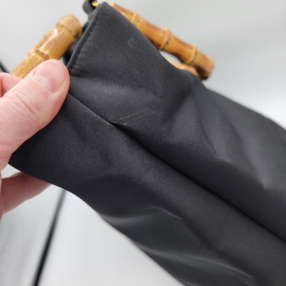 Black Tote Bag with Bamboo Handles #3064 - Picture 4 of 16